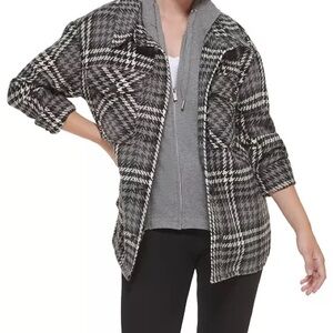 Calvin Klein Jeans Black and Gray Plaid Teddy Jacket